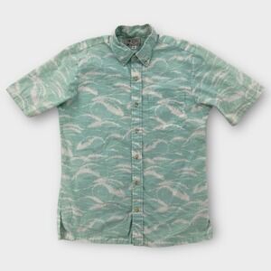 Vintage‎ Avanti Hawaiian Shirt Mens Small Light Blue Wave Pattern Kanagawa Aloha